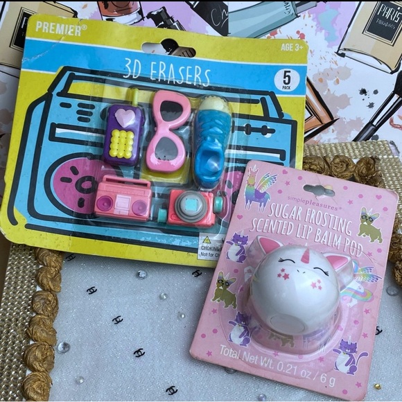 Simple pleasures Bunny lip balm and cute 3D errasers bundle - Picture 3 of 5